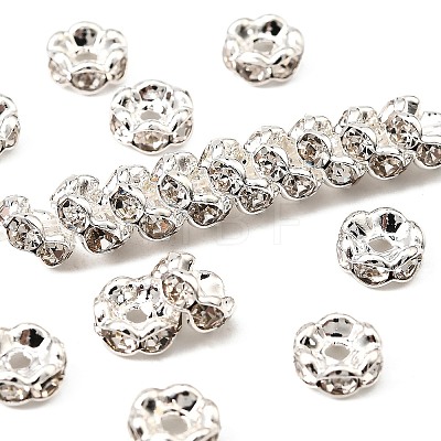 Brass Rhinestone Spacer Beads RB-A014-L6mm-01S-NF-1