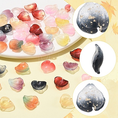 110Pcs 11 Colors Transparent Glass Petal Pendants GLAA-YW0005-86-1