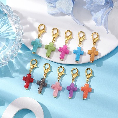 Acrylic Cross Pendant Decoration HJEW-JM01999-1