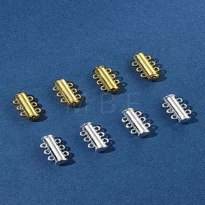 8 Sets 2 Colors 3-Strands Brass Magnetic Slide Lock Clasps KK-FS0001-60-1