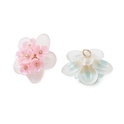 4Pcs Frosted Acrylic Bead Caps Pendants PALLOY-MZ01310-1