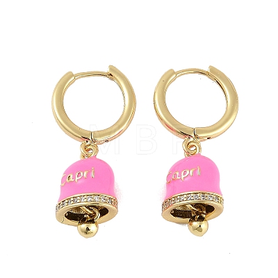 Bell Brass & Enamel Hoop Earrings for Women EJEW-U015-25G-A-1