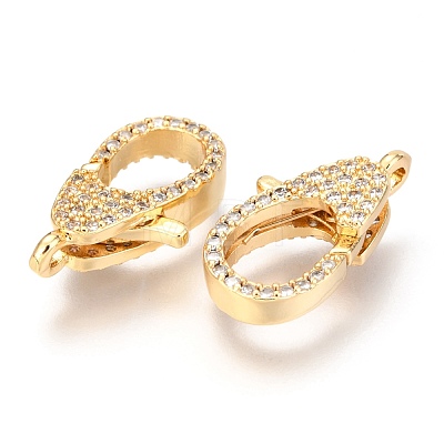 Brass Micro Pave Cubic Zirconia Lobster Claw Clasps ZIRC-O038-22G-1