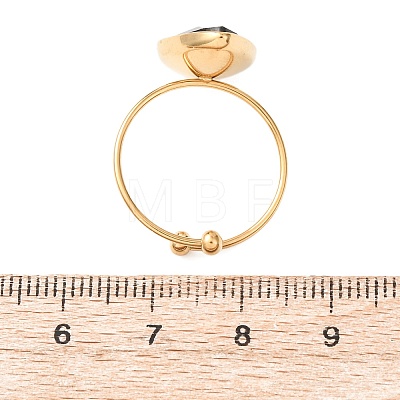 304 Stainless Steel with Glass Cuff Rings for Women RJEW-K309-41A-1