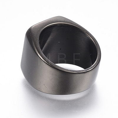 304 Stainless Steel Signet Band Rings for Men RJEW-G091-16-B-1