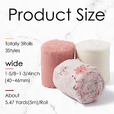 3 Rolls 3 Styles Polyester Printed Ribbons OCOR-TA0001-54-1