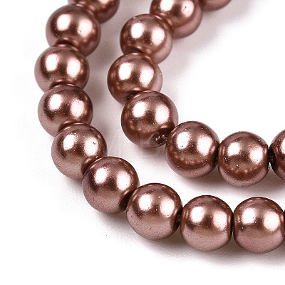 Baking Painted Pearlized Glass Pearl Round Bead Strands HY-Q003-4mm-92-1