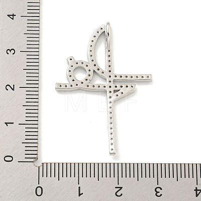 Brass Micro Pave Clear Cubic Zirconia Pendants KK-S386-14P-1