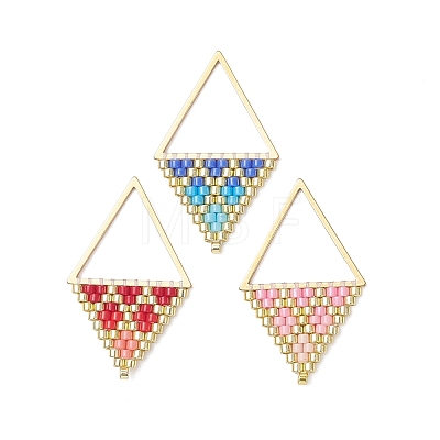 3Pcs MIYUKI Glass Seed Beaded Rhombus Pendants PALLOY-MZ01175-1