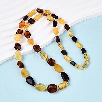 Natural Amber Nuggets Graduated Beaded Necklaces NJEW-T019-09-1