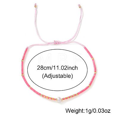 Bohemian Style Adjustable Faux Pearl & Glass Seed Bead Braided Bead Bracelets for Women OE9655-1-1