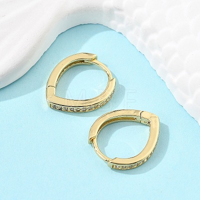 Brass Micro Pave Clear Cubic Zirconia Huggie Hoop Earrings EJEW-A058-26G-1