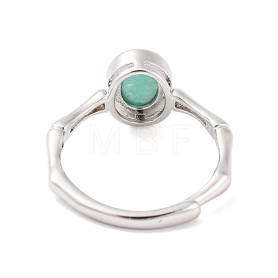 Oval Natural Amazonite Adjustable Rings RJEW-Q817-04P-08-1