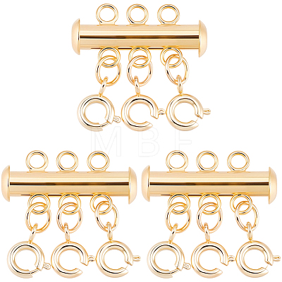 3Pcs 3 Holes Brass Slide Lock Clasps KK-BBC0027-60B-1