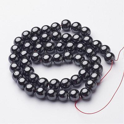 1 Strand Grade AAA Non-Magnetic Synthetic Hematite Round Beads Strands X-G-H1623-8mm-1-1