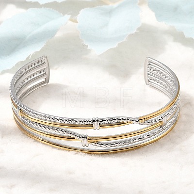 Two Tone 304 Stainless Steel Multi-strand Cuff Bangles for Women SA-CBA82C8-06GP-1