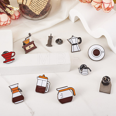 10Pcs 10 Style Coffeemaker Enamel Pins JEWB-TA00001-07-1