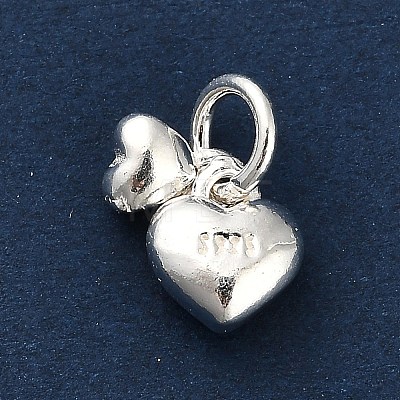 925 Sterling Silver Double Heart Charms FIND-Z069-03S-1