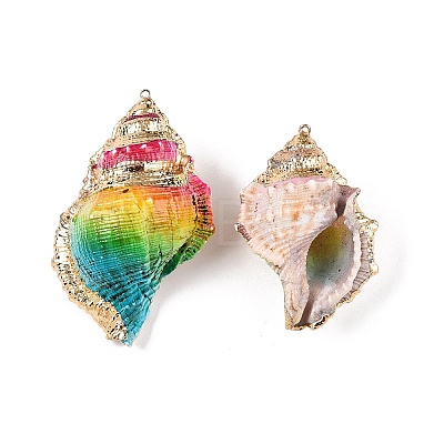 Spray Painted Natural Conch Shell Big Pendants SSHEL-N038-11A-1