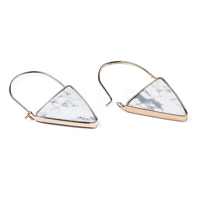 Synthetic Howlite Triangle Dangle Hoop Earrings G-S359-363J-1