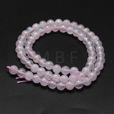 Electroplated Natural Rose Quartz Beads Strands G-K285-06-6mm-1