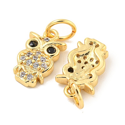 Rack Plating Brass Micro Pave Clear Cubic Zirconia Pendants KK-B093-02E-G-1