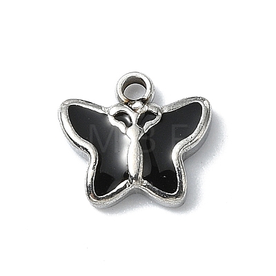 304 Stainless Steel Black Enamel Charms STAS-L022-439P-01-1