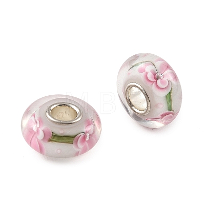 Lampwork & Brass Core European Beads LAMP-P019-01P-06-1