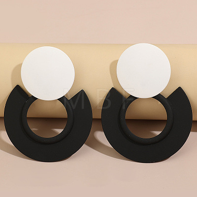 Baking Paint Alloy Round Stud Earrings for Women WG0412D-01-1