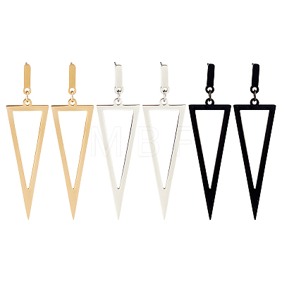 3 Pairs 3 Colors Alloy Hollow Out Triangle Dangle Stud Earrings for Women EJEW-AN0003-03-1