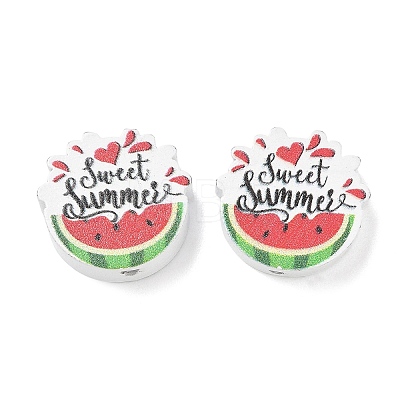 Summer Themed Printed Wood Beads WD-CBAA998-A01-1
