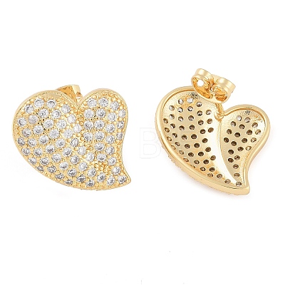 Brass Pave Clear Cubic Zirconia Studs Earring for Women EJEW-S225-06G-03-1