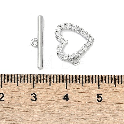 Brass Micro Pave Clear Cubic Zirconia Toggle Clasps KK-K391-07P-1