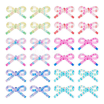 60Pcs 6 Colors Acrylic Bowknot Cabochons MACR-TA0002-89-1