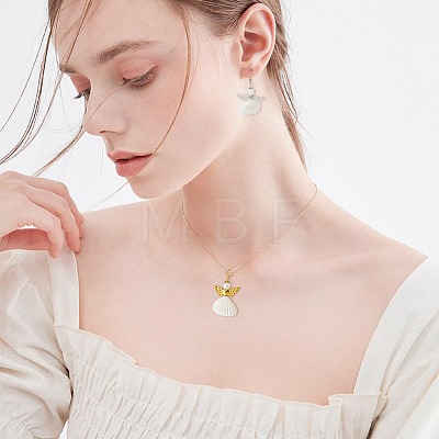 24Pcs 4 Styles Natural Shell Pendants SHEL-HS0001-17-1