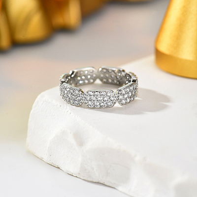 Brass Micro Pave Cubic Zirconia Finger Rings for Women SB1498-2-1