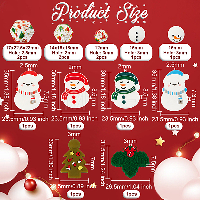 Olycraft 14Pcs 11 Style Christmas Theme Food Grade Eco-Friendly Silicone Beads SIL-OC0001-13-1