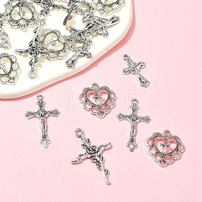 24Pcs 4 Styles Tibetan Style Alloy Pendants TIBE-FS0001-18-1