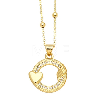 Brass Micro Pave Cubic Zirconia Pendant Necklaces PW-WG64309-03-1