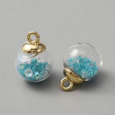 Glow in the Dark Luminous Glass Globe Pendants GLAA-WH0030-18E-1