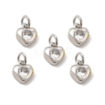 Brass Micro Pave Clear Cubic Zirconia Charms KK-E068-VB235-1