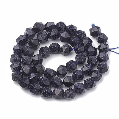 Synthetic Blue Goldstone Beads Strands G-S332-6mm-003-1