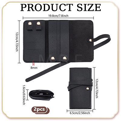 2Pcs PU Leather Jewelry Rolls for Rings Earrings Necklaces AJEW-FG0005-98A-1