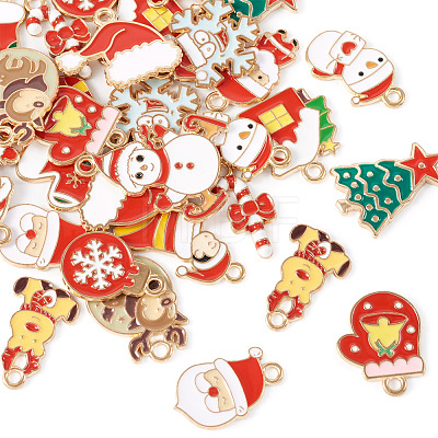  32Pcs 16 Styles Christmas Theme Alloy Enamel Pendants ENAM-TA0001-64-1