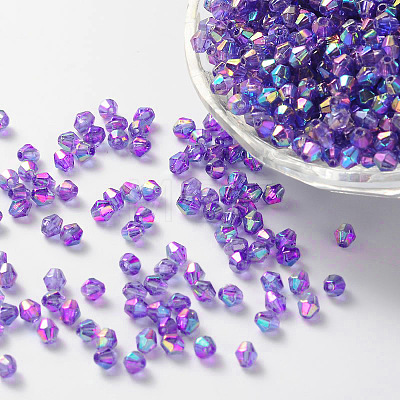 Bicone AB Color Plated Eco-Friendly Transparent Acrylic Beads LS-TACR-A003-6mm-21-1