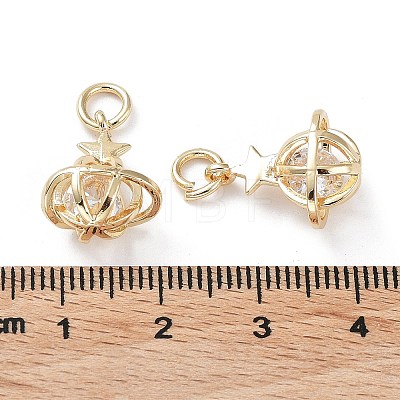 Rack Plating Brass Clear Cubic Zirconia Pendants KK-B078-07G14-1