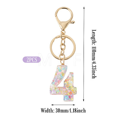 Number 4 Transparent Resin Keychains KEYC-TADJ0001-10D-1