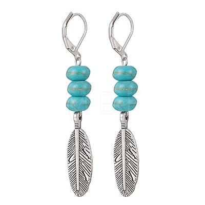 2 Pairs Alloy Feather Hoop Earrings EJEW-JE06713-1