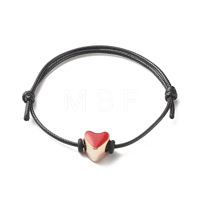 Heart Acrylic Enamel Beads Adjustable Cord Bracelet for Teen Girl Women BJEW-JB07049-1