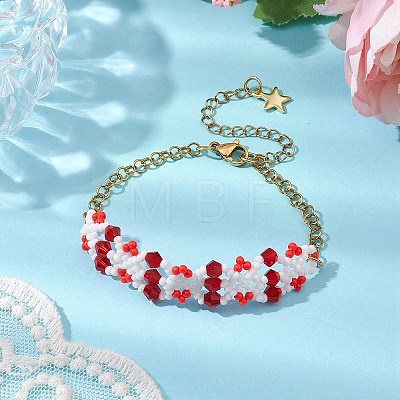 Handmade Glass Seed Beaded Bracelets for Women BJEW-MZ00133-02-1